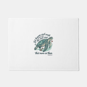 Sea Turtle Bible Verse Vintage Engraving Design_1 Doormat