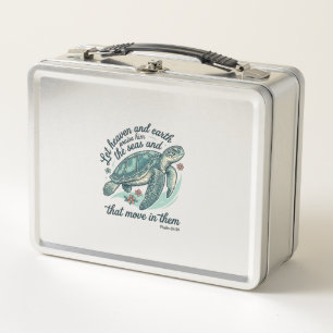 Sea Turtle Bible Verse Vintage Engraving Design_1 Metal Lunch Box
