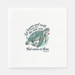 Sea Turtle Bible Verse Vintage Engraving Design_1 Napkin