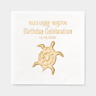 Sea Turtle Birthday Party Celebration #2 Name Date Foil Napkins