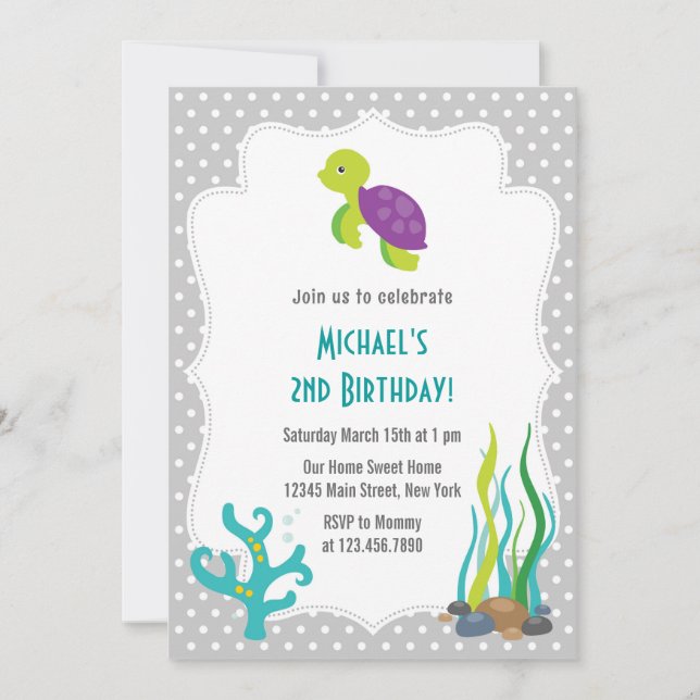Sea Turtle Birthday Party Invitation (Front)