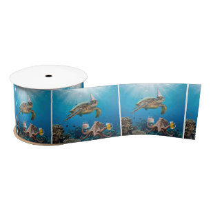Sea Turtle Birthday Party with Octopus Satin Ribbon
