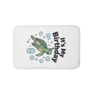 Sea Turtle Birthday Shirt Design_1 Bath Mat