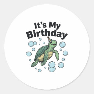 Sea Turtle Birthday Shirt Design_1 Classic Round Sticker