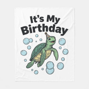 Sea Turtle Birthday Shirt Design_1 Fleece Blanket