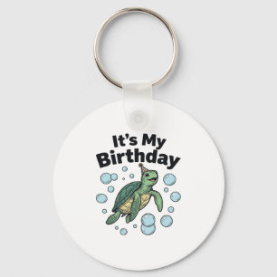 Sea Turtle Birthday Shirt Design_1 Key Ring