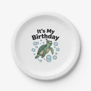 Sea Turtle Birthday Shirt Design_1 Paper Plate
