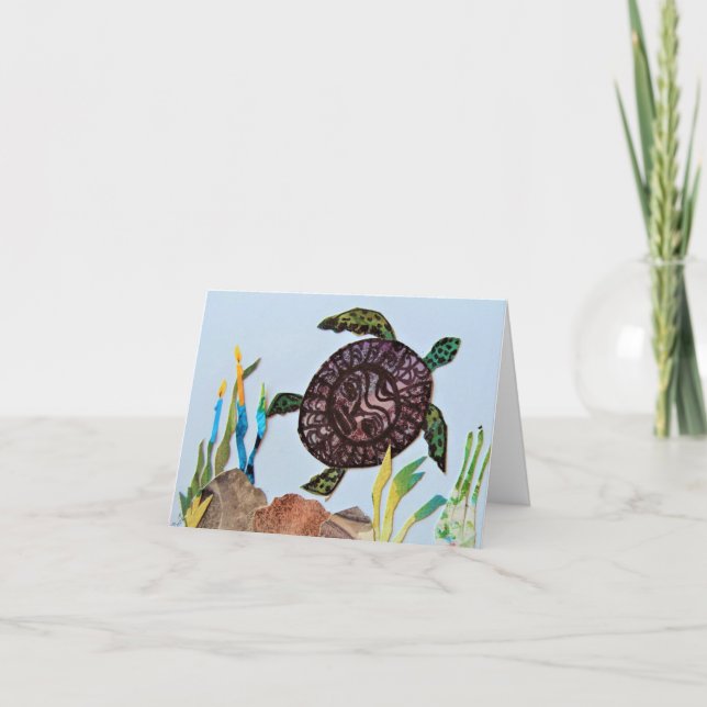 Sea Turtle Birthday Thank You Card (Front)