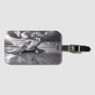 Sea Turtle Black and White Art Luggage Tag