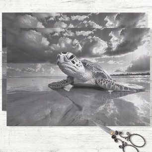 Sea Turtle Black and White Decoupage Tissue Paper
