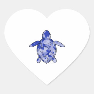 Sea Turtle blue camo Heart Sticker