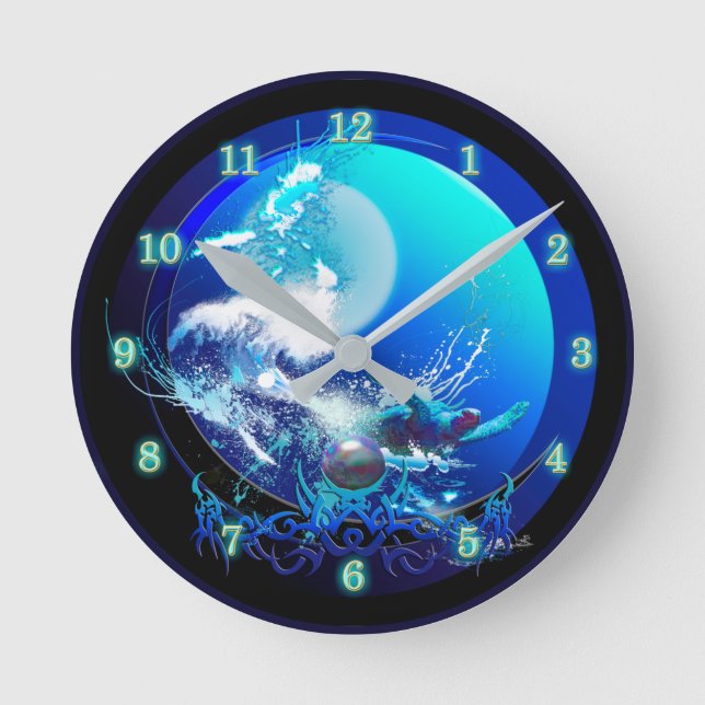 SEA TURTLE BLUE MOON RACE ROUND CLOCK (Front)