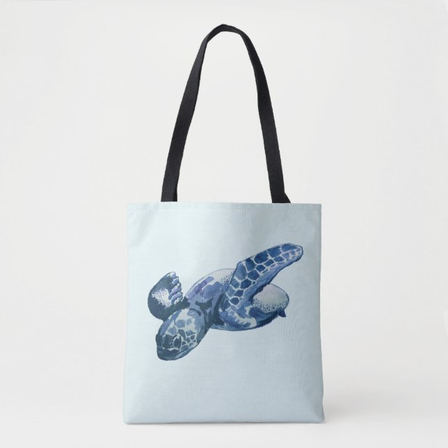 Sea Turtle Blue Tote Bag (Front)