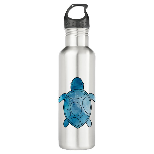 Sea Turtle blue watercolor 710 Ml Water Bottle (Front)