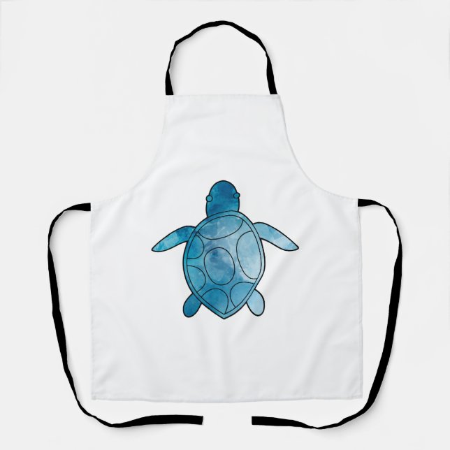 Sea Turtle blue watercolor Apron (Front)