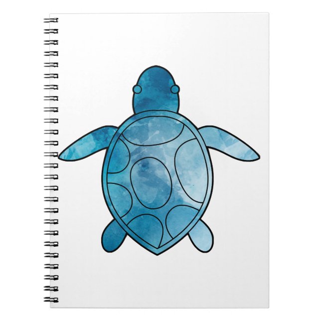 Sea Turtle blue watercolor Notebook (Front)