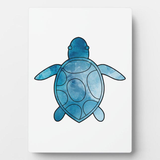 Sea Turtle blue watercolor Plaque (Front)