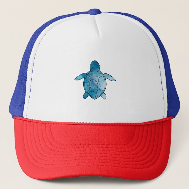 Sea Turtle blue watercolor Trucker Hat (Front)
