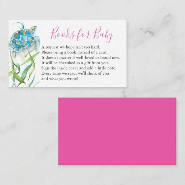Sea Turtle Book For Baby Invitation Enclosure Card (Front/Back)