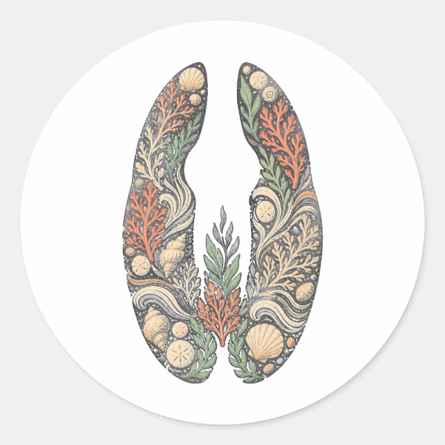 Sea Turtle Botanical Track Nature Sticker (Front)