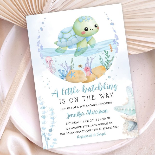  Sea Turtle Boy Baby Shower Cute Little Hatchling  Invitation (Creator Uploaded)