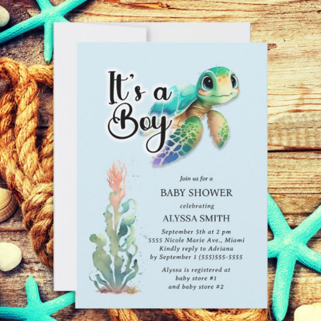 Sea Turtle Boy Baby Shower  Invitation (Creator Uploaded)