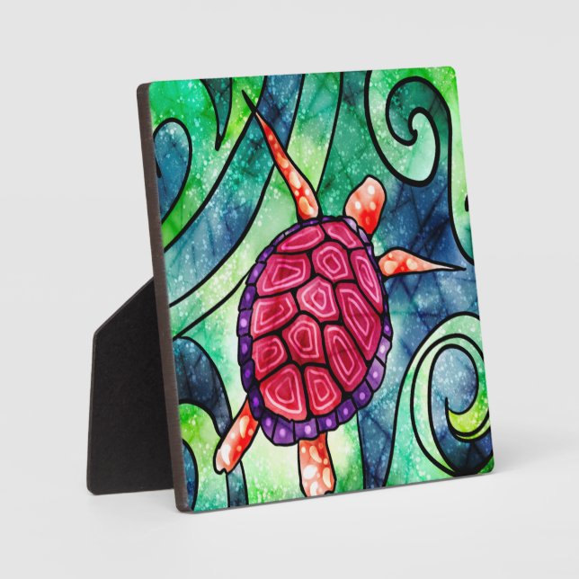Sea Turtle Bright Colours Plaque (Front)