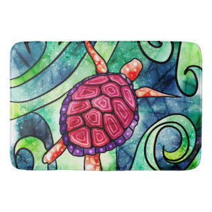Sea Turtle Bright Tropical  Bath Mat