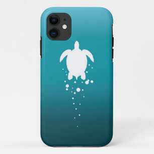 Sea Turtle & Bubbles Against Blue-Green Ocean iPhone 11 Case