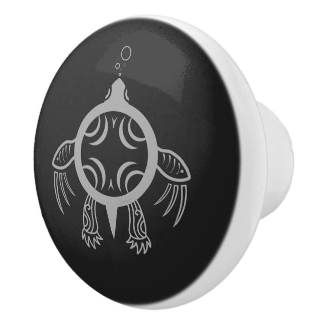 Sea Turtle Bubbles Ceramic Knob (Right)