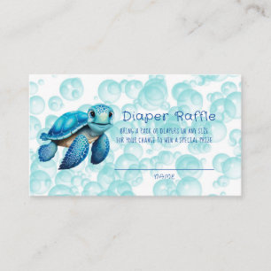 Sea Turtle Bubbles Seaweed Boy Diaper Raffle Business Card