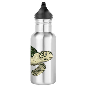 Sea turtle cartoon illustration 532 ml water bottle