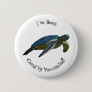 Sea turtle cartoon illustration 6 cm round badge