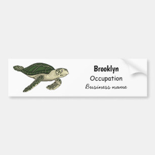 Sea turtle cartoon illustration bumper sticker