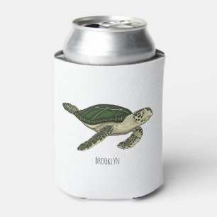 Sea turtle cartoon illustration can cooler