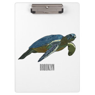 Sea turtle cartoon illustration clipboard