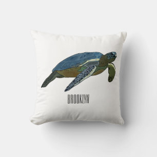 Sea turtle cartoon illustration cushion