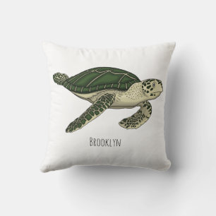 Sea turtle cartoon illustration cushion