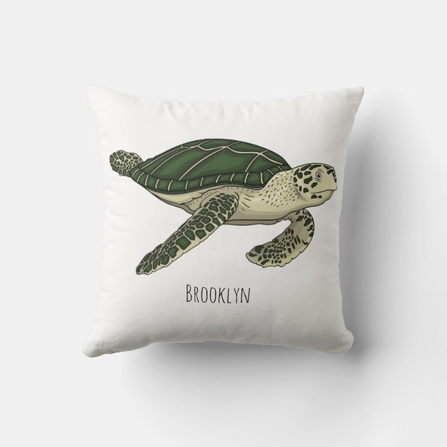 Sea turtle cartoon illustration cushion (Back)