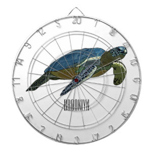 Sea turtle cartoon illustration dartboard