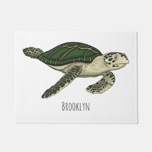 Sea turtle cartoon illustration doormat