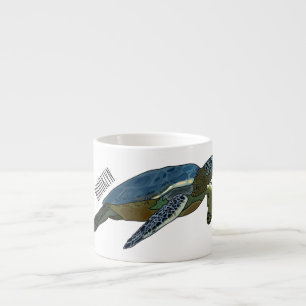 Sea turtle cartoon illustration espresso cup