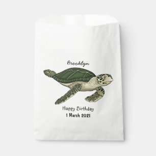 Sea turtle cartoon illustration favour bag
