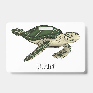 Sea turtle cartoon illustration ID badge