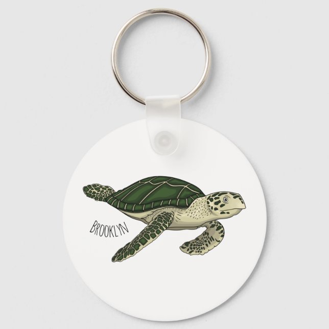 Sea turtle cartoon illustration  key ring (Front)