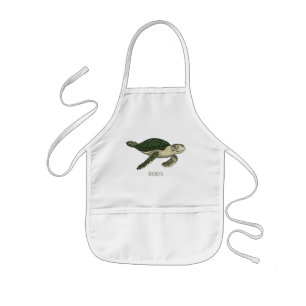 Sea turtle cartoon illustration kids apron