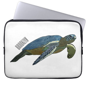 Sea turtle cartoon illustration laptop sleeve