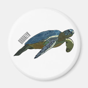 Sea turtle cartoon illustration magnet