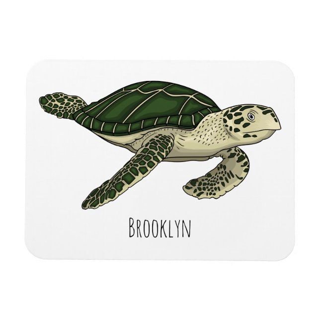Sea turtle cartoon illustration  magnet (Horizontal)