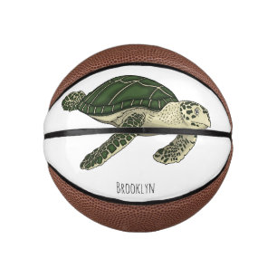 Sea turtle cartoon illustration mini basketball